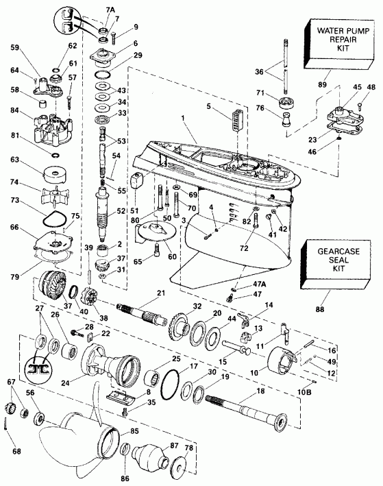��������� �������� ����� EVINRUDE E175GLEIS 1991  - Counter Rotation - �������� ��������