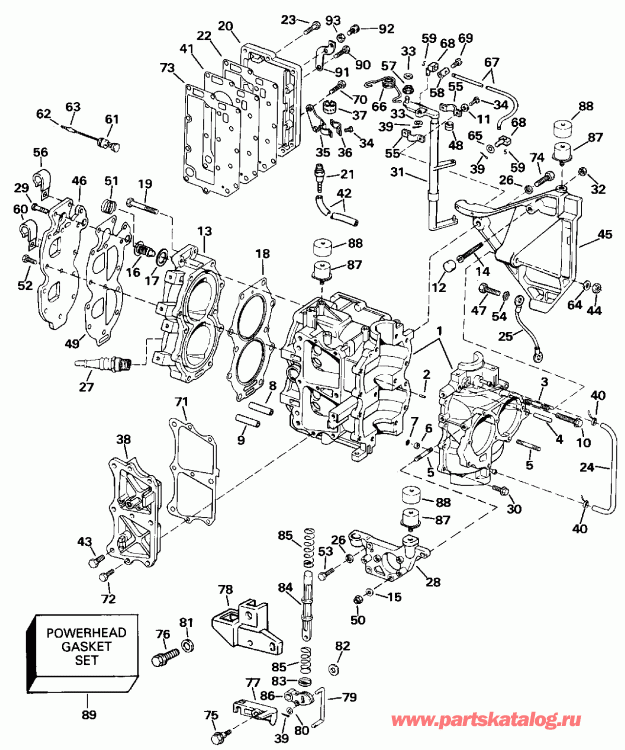 ��������� EVINRUDE E20CREIE 1991  - linder & Crankcase - linder & ������ ���������