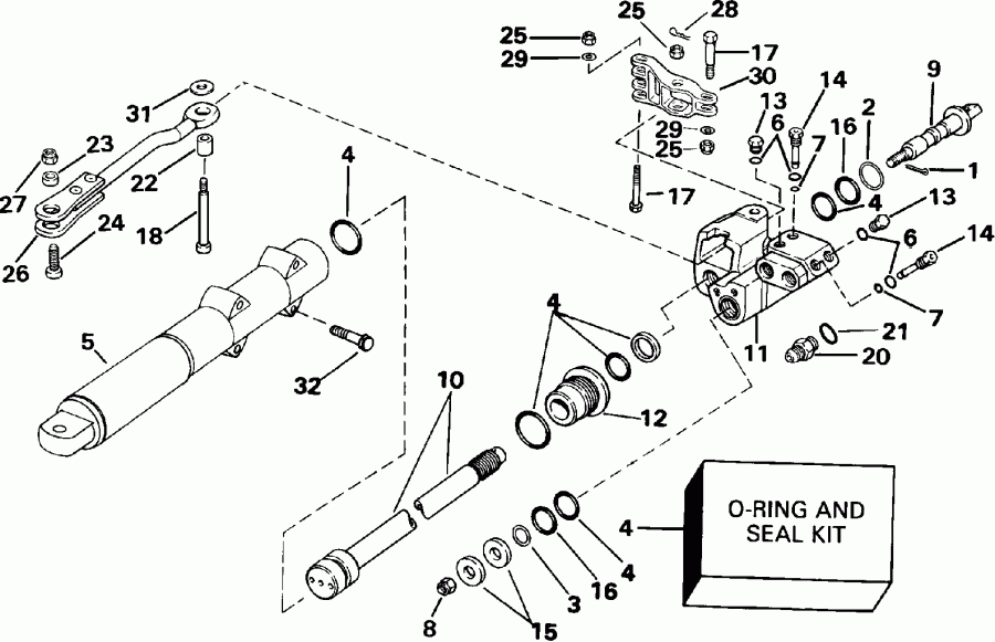 ��������� �������� ����� EVINRUDE E225TXEIC 1991  - linder Valve Assembly / linder ������ Assembly