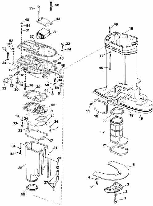 �������� ����� Evinrude E225TXEIC 1991  - haust Housing / haust ������