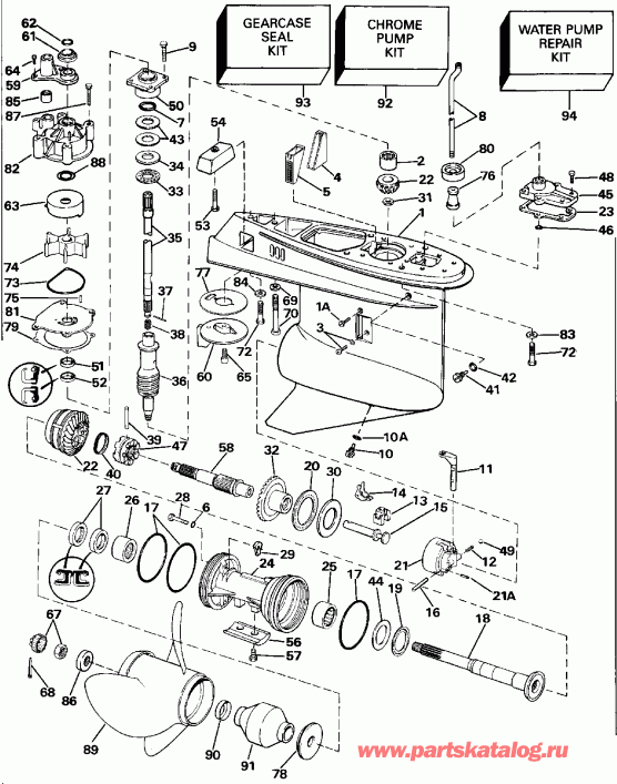 ��������� �������� ����� EVINRUDE E250CXEIE 1991  - Counter Rotation / �������� ��������