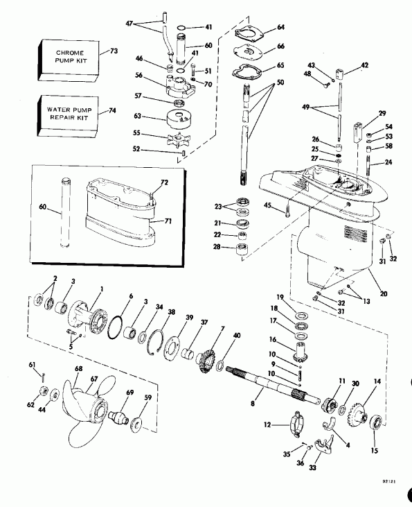 ��������� ����� EVINRUDE E250TXEIE 1991  - Counter Rotation