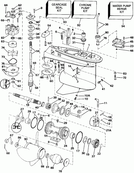 �������� ��������� ����� Evinrude E250TXEIE 1991  - �������� Rotation / Standard Rotation