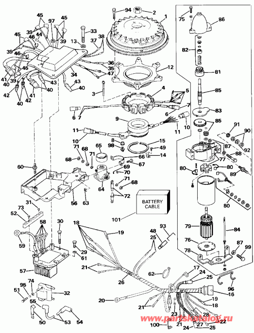 ��������� Evinrude E250TXEIE 1991  - nition System & Starter Motor - nition System & ��������� ��������