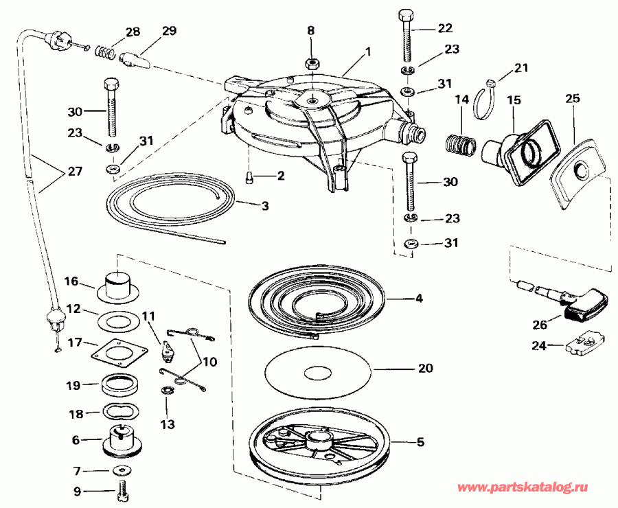 ��������� ��������� EVINRUDE E25RWEIM 1991  - wind Starter - wind �������