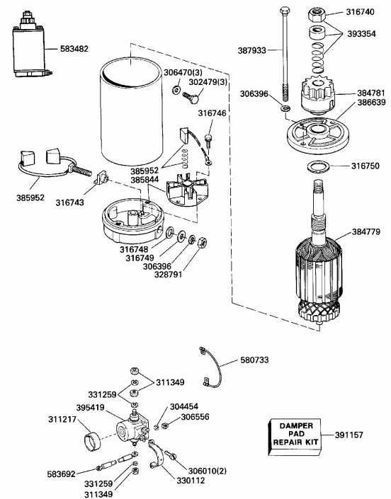 �������� ��������� ����� EVINRUDE E25TEEIE 1991  - nition / nition