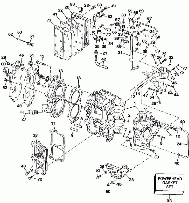 ��������� ��������� EVINRUDE E28ESLEIB 1991  - linder & ������ ��������� / linder & Crankcase