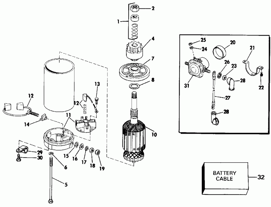 �������� ����� Evinrude E28ESLEIB 1991  - ectric ������� & Solenoid / ectric Starter & Solenoid