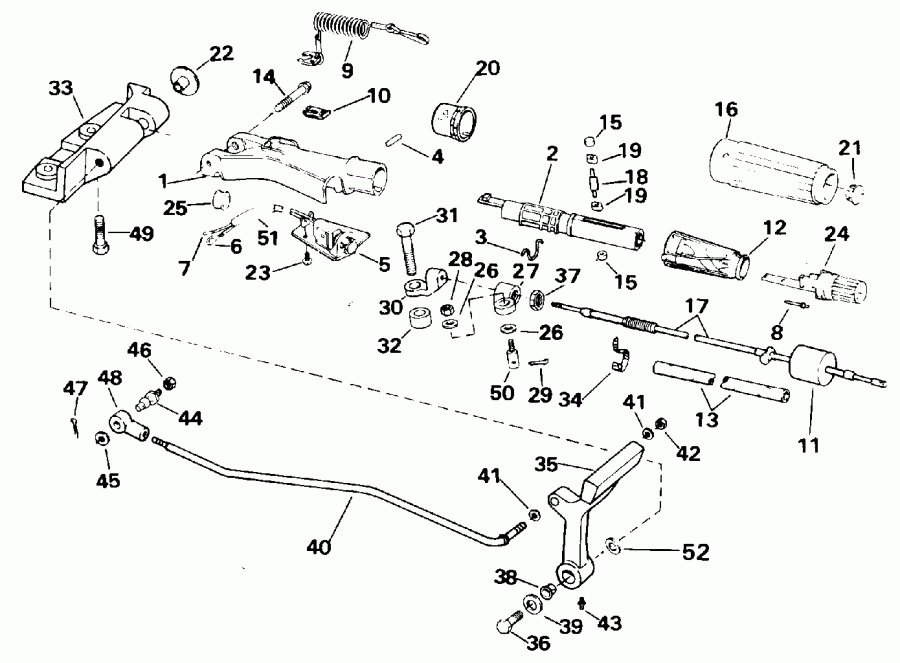�������� ��������� ����� Evinrude E30TEEIC 1991  - ee������ � ������������� Handle - eering And Shift Handle