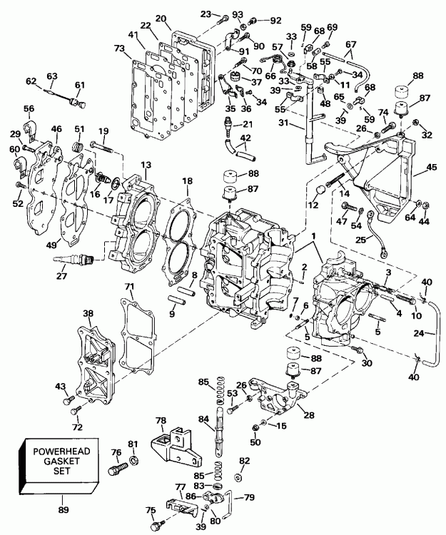 ��������� �������� ����� EVINRUDE E35REIC 1991  - linder & Crankcase - linder & ������ ���������