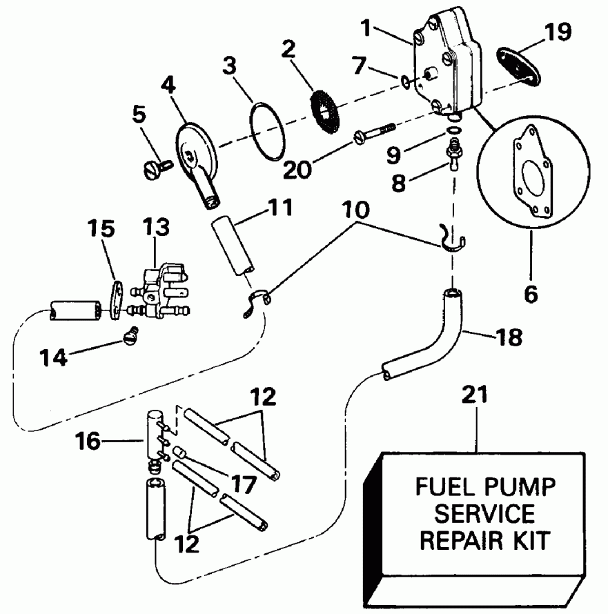 �������� ��������� ����� EVINRUDE E40TTLEIA 1991  - el Pump And Filter - el ����� � ������