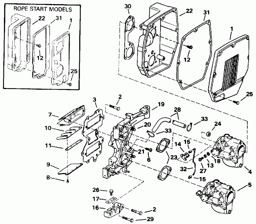  Evinrude E45RCEIA 1991  - take Manifold & Air Silencer / take ��������� & Air ���������