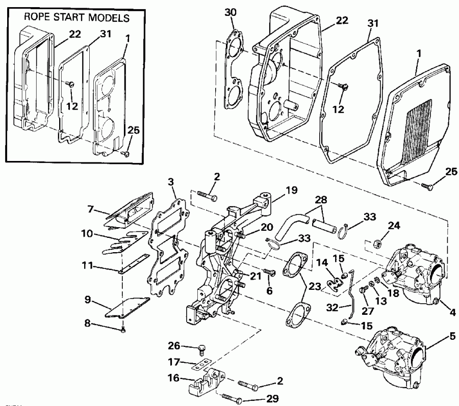 ��������� Evinrude E45WMLEIA 1991  - take ��������� & Air ���������