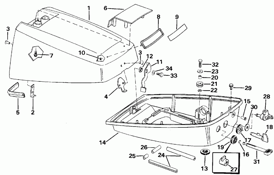 �������� ����� Evinrude E4RDHLEIA 1991  - gine ������ - gine Cover