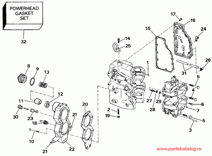 �������� ��������� ����� ������� E50JEIA 1991  - linder & Crankcase / linder & ������ ���������
