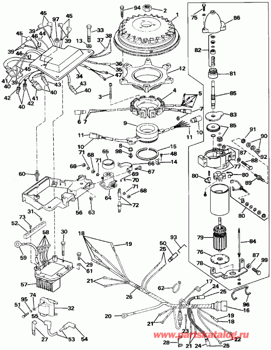 ��������� ��������� EVINRUDE E50TLEIA 1991  - Evinrude ���� Start Only - Evinrude Rope Start Only