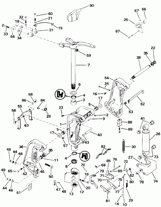  Evinrude E60ELEIB 1991  - ������ Tilt
