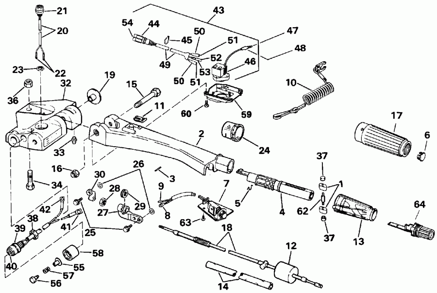 ��������� Evinrude E60TTLEIB 1991  - eering Handle - ee������ Handle