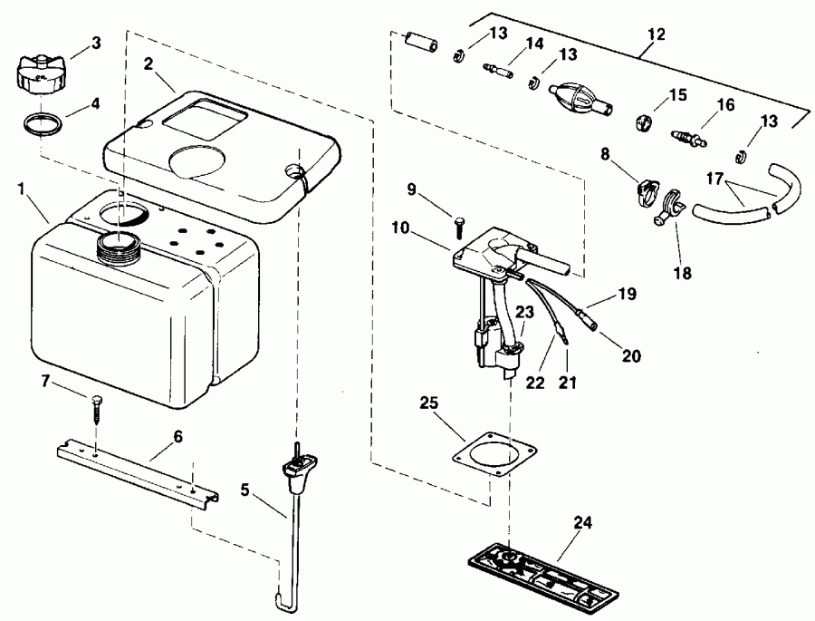 ��������� ��������� EVINRUDE E60TTLEIB 1991  - .8 Gallon - 8 ������