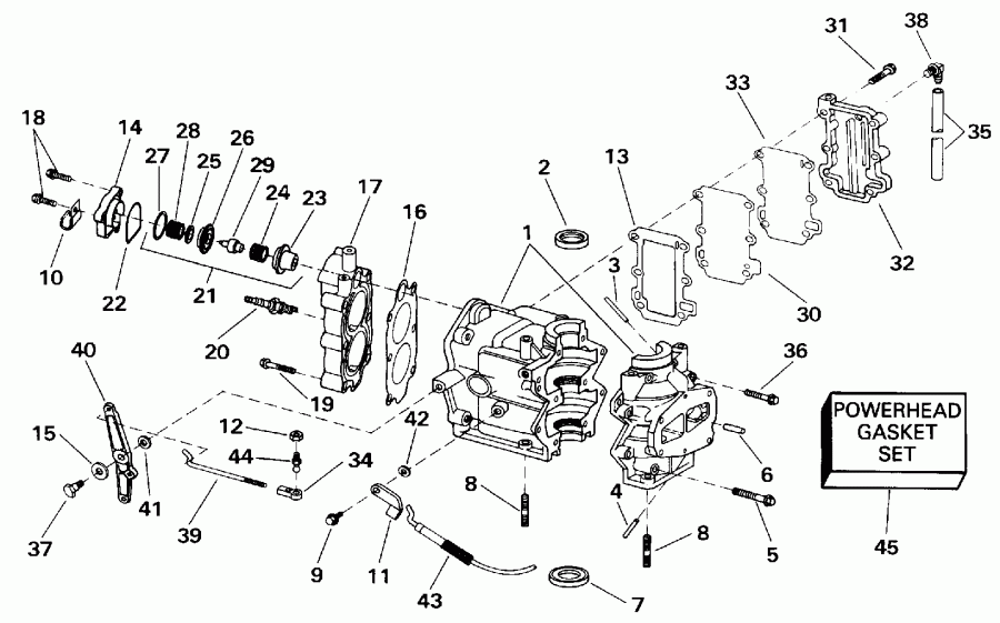 ��������� ��������� Evinrude E6RLEIA 1991  - linder & Crankcase - linder & ������ ���������