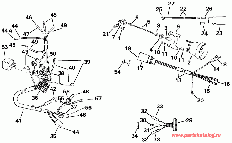 ��������� ����� EVINRUDE E70TLEIE 1991  - wer Trim / tilt ���������