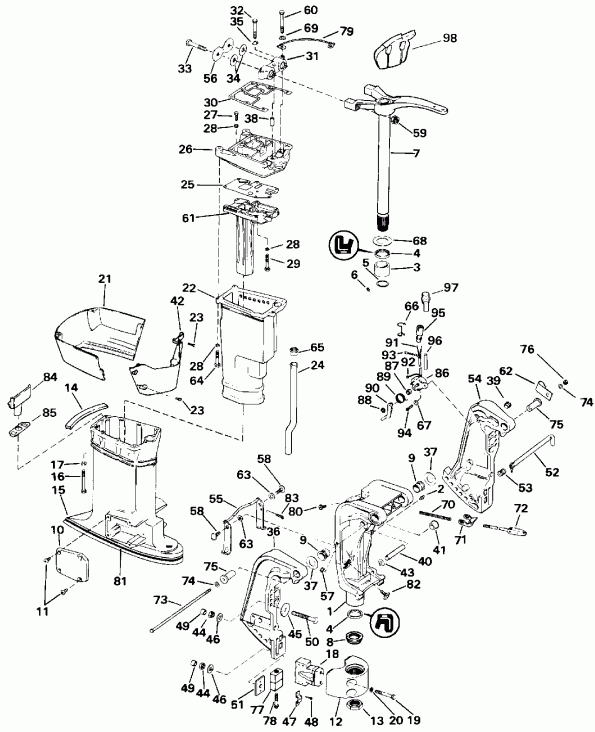 ��������� �������� ����� Evinrude E70TTLEIE 1991  - dsection / dsection