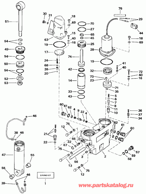 ��������� ��������� Evinrude E70TTLEIE 1991  - wer Trim/tilt Hydraulic Assembly / wer Trim / tilt Hydraulic Assembly