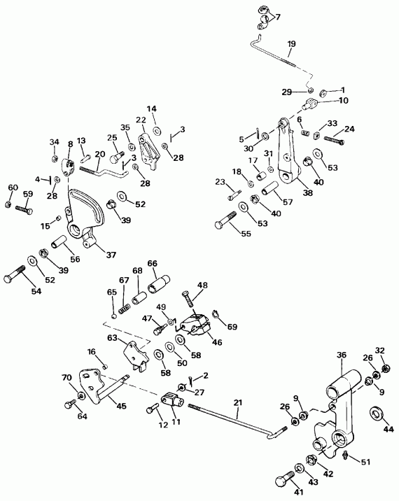 ��������� ��������� EVINRUDE E85TTLEIE 1991  - ift & Throttle Linkage