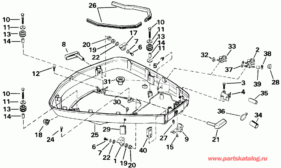 ��������� �������� ����� Evinrude E90TLEIE 1991  - wer Engine Cover