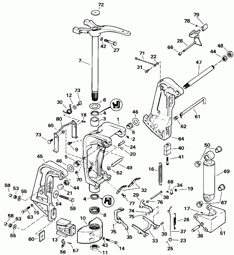 ��������� Evinrude E90TLEIE 1991  - ������ Tilt Models