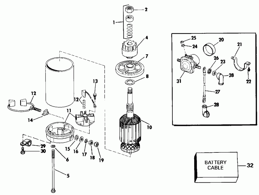 �������� ����� EVINRUDE TE25ELEID 1991  - ectric Starter & Solenoid / ectric ������� & Solenoid
