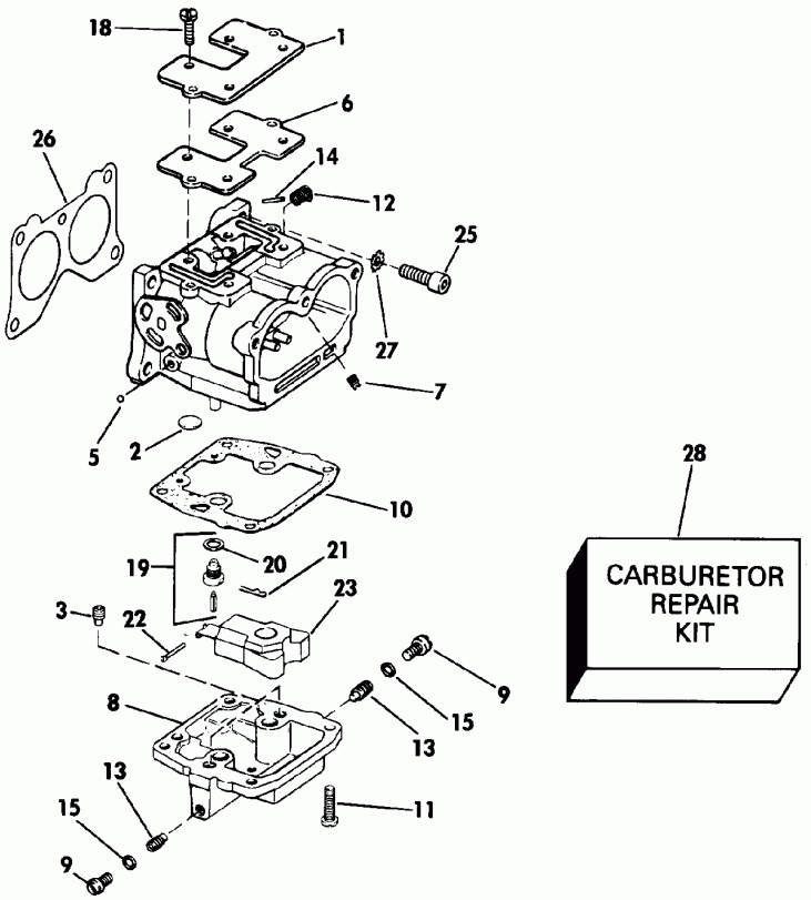 �������� ��������� ����� Evinrude VE115TXEIE 1991  - rburetor