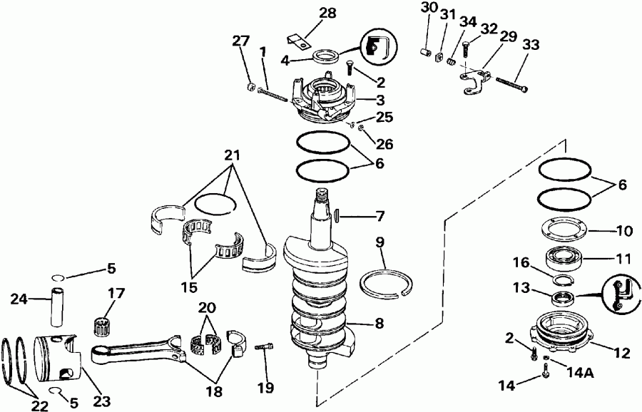 ��������� ����� Evinrude VE120TLEIE 1991  - ankshaft & Piston