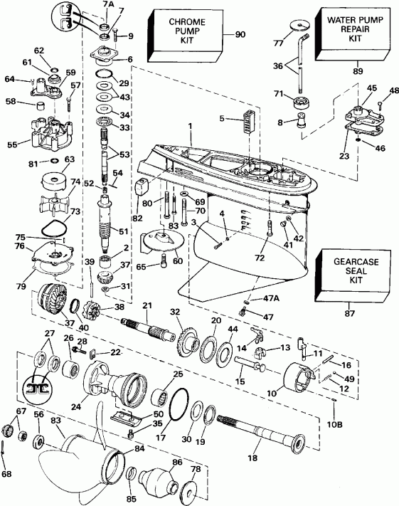 ��������� EVINRUDE VE140TLEID 1991  - 140cx Counter Rotation - 140cx �������� ��������