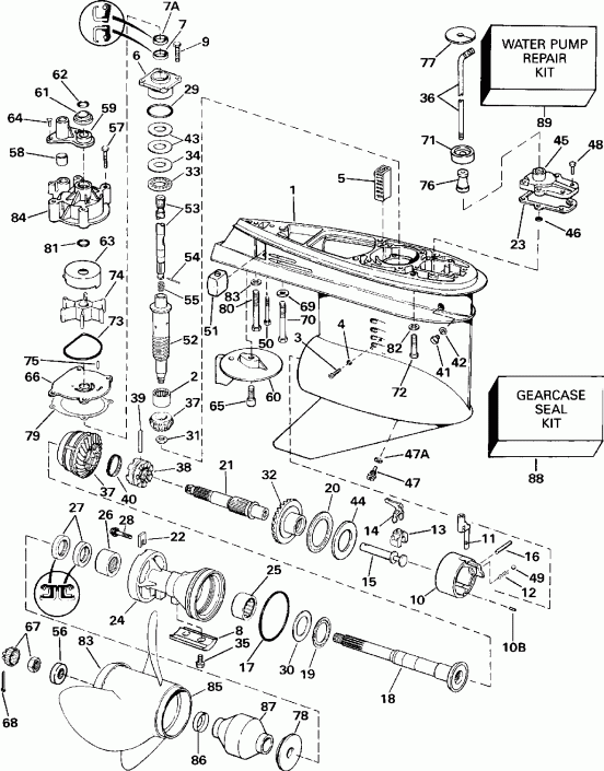 �������� ��������� ����� EVINRUDE VE150TLEIE 1991  - Counter Rotation / �������� ��������
