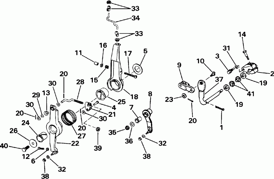 ��������� ����� EVINRUDE VE150TXEIE 1991  - rottle & ������������� ��������� / rottle & Shift Linkage