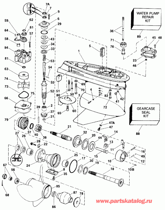 ��������� �������� ����� EVINRUDE VE175GLEIS 1991  - Counter Rotation - �������� ��������