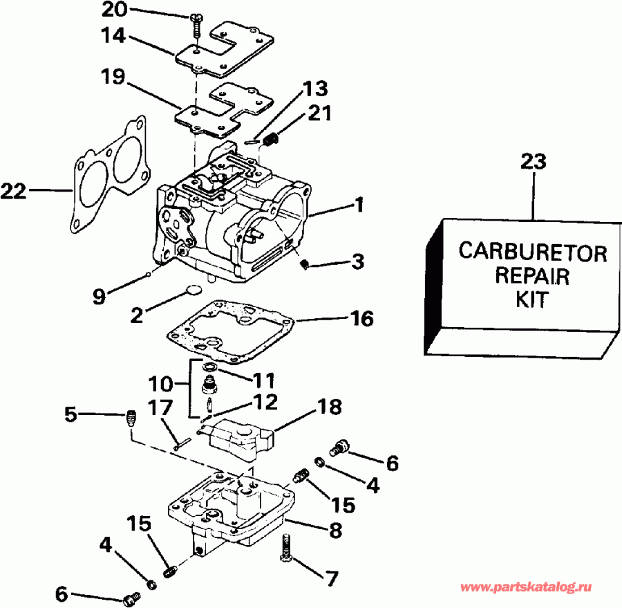 ��������� ����� Evinrude VE175TXEID 1991  - rburetor And Linkage