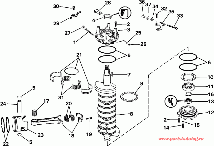  Evinrude VE200TXEIB 1991  - ankshaft & Piston - ank��� & �������