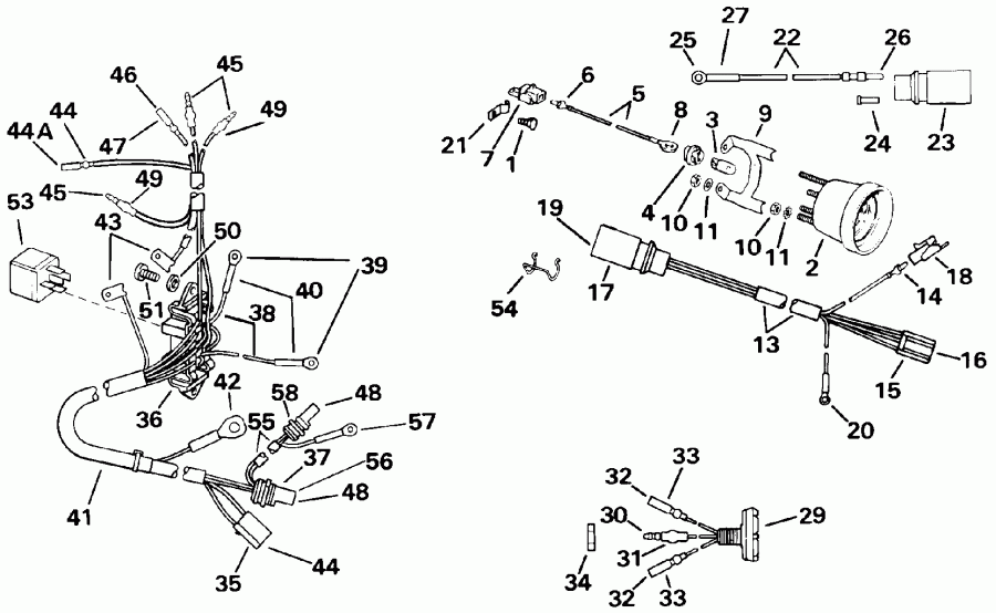 �������� ��������� ����� EVINRUDE VE60ELEIB 1991  - wer Trim / tilt ��������� / wer Trim/tilt Electrical