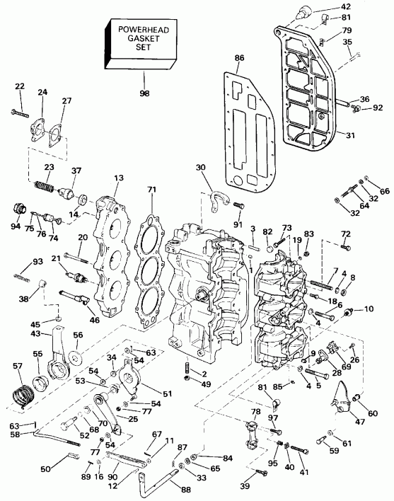  EVINRUDE VE60TLEIB 1991  - linder & ������ ��������� / linder & Crankcase