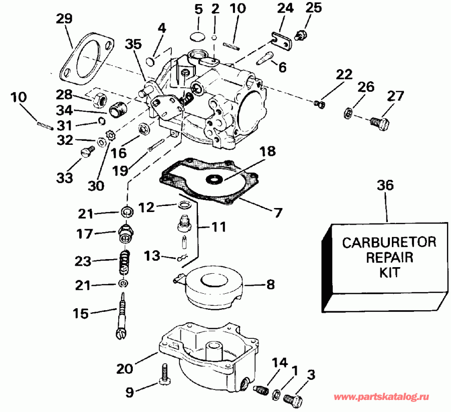 ��������� ����� EVINRUDE VE70ELEIE 1991  - rburetor - rburetor