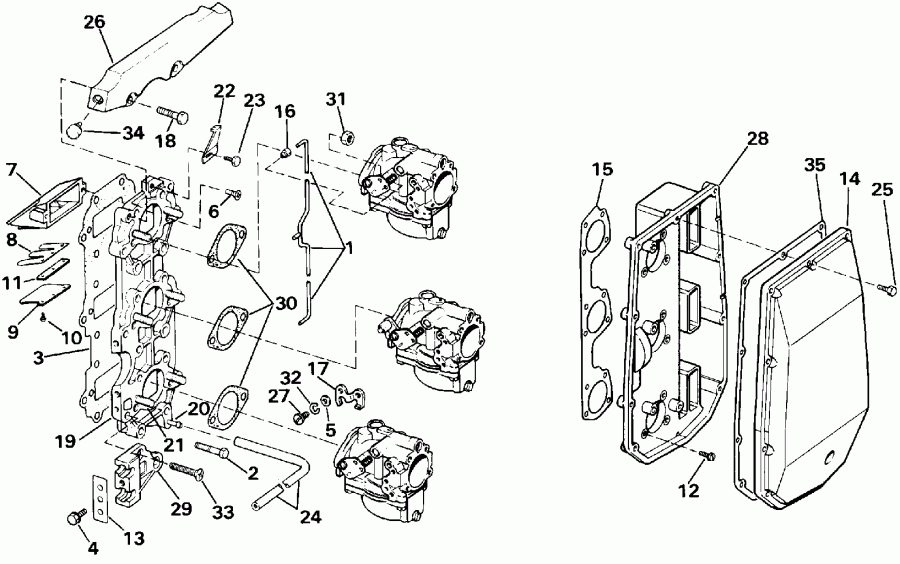 ��������� ����� EVINRUDE VE70ELEIE 1991  - take ��������� - take Manifold
