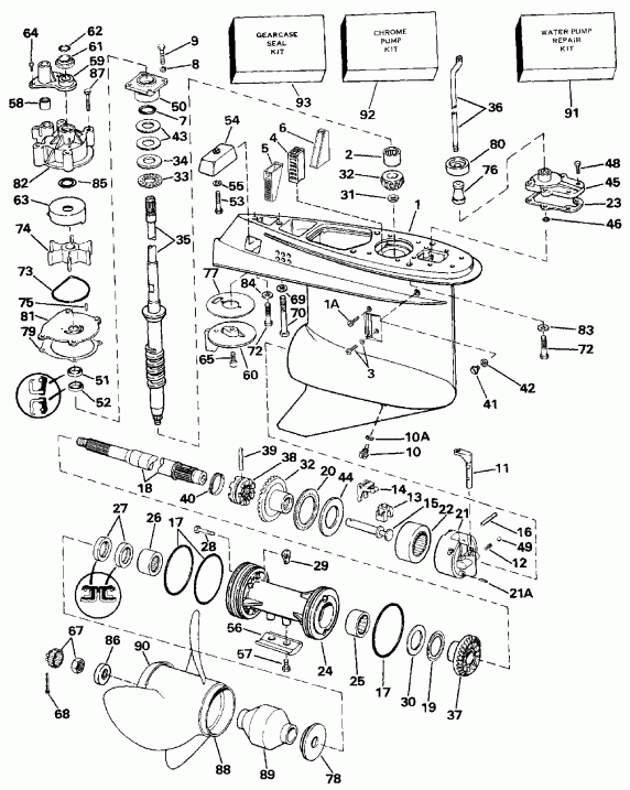 ��������� ����� EVINRUDE VE70TLEIE 1991  - Power Trim/tilt / ���������������� ��������� �������