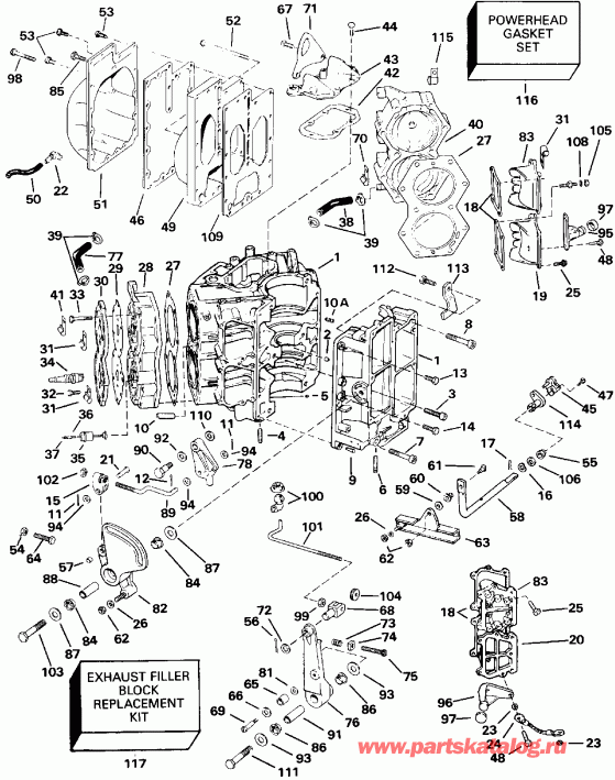 ��������� ����� EVINRUDE VE90MLEIE 1991  - linder & Crankcase - linder & ������ ���������