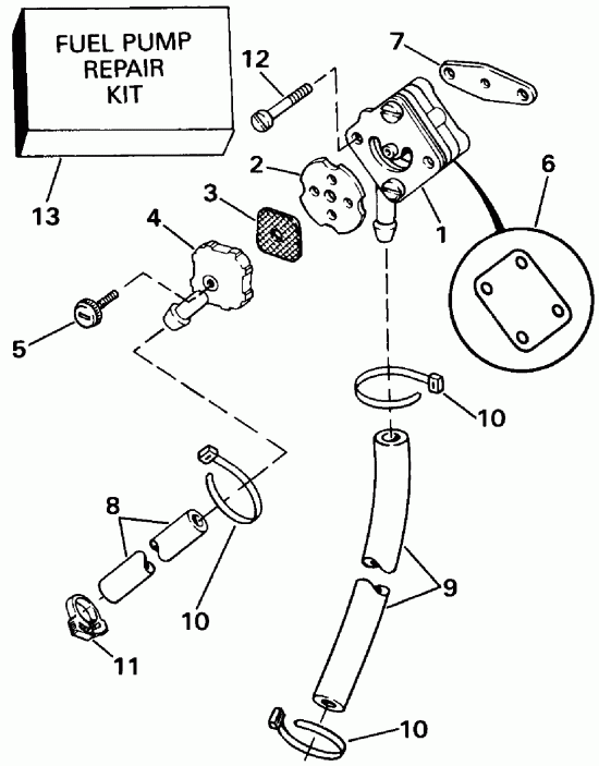 ��������� ��������� Evinrude E10EENA 1992  - Rope Start Models