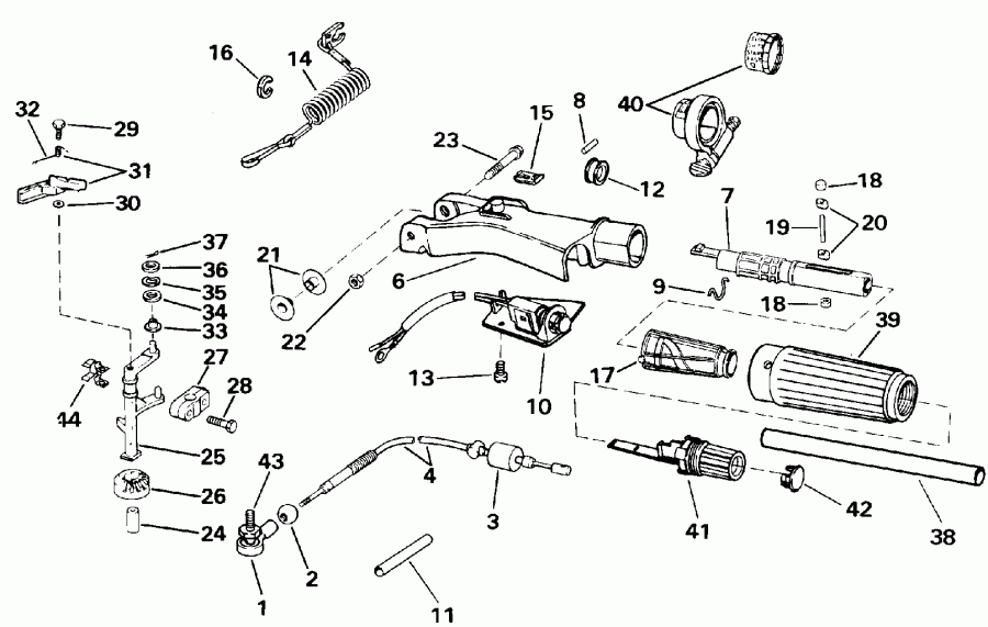 ��������� ����� Evinrude E10SELENA 1992  - eering Handle & Throttle Control