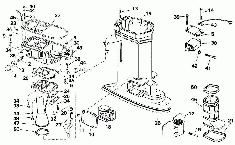 �������� ����� EVINRUDE E120TXEND 1992  - haust ������ / haust Housing