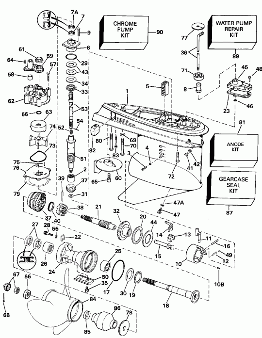 �������� ����� Evinrude E120TXEND 1992  - 140cx �������� �������� - 140cx Counter Rotation