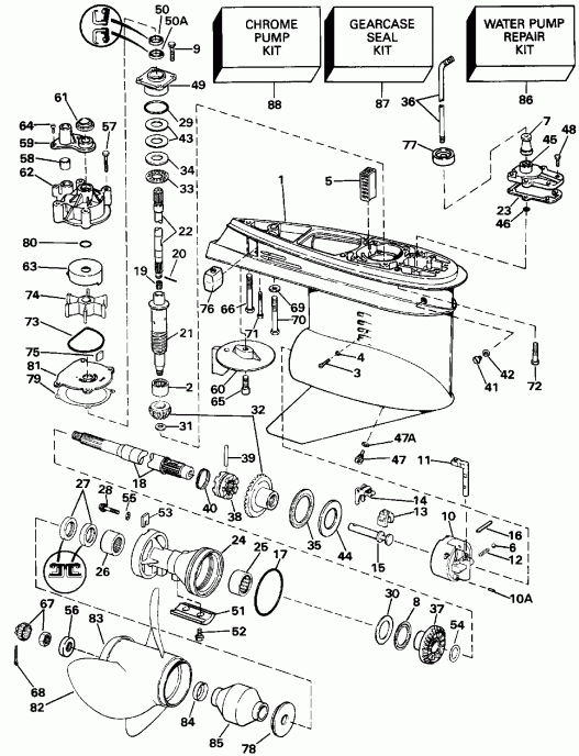 ��������� �������� ����� EVINRUDE E120TXEND 1992  - 140tx Standard Rotation